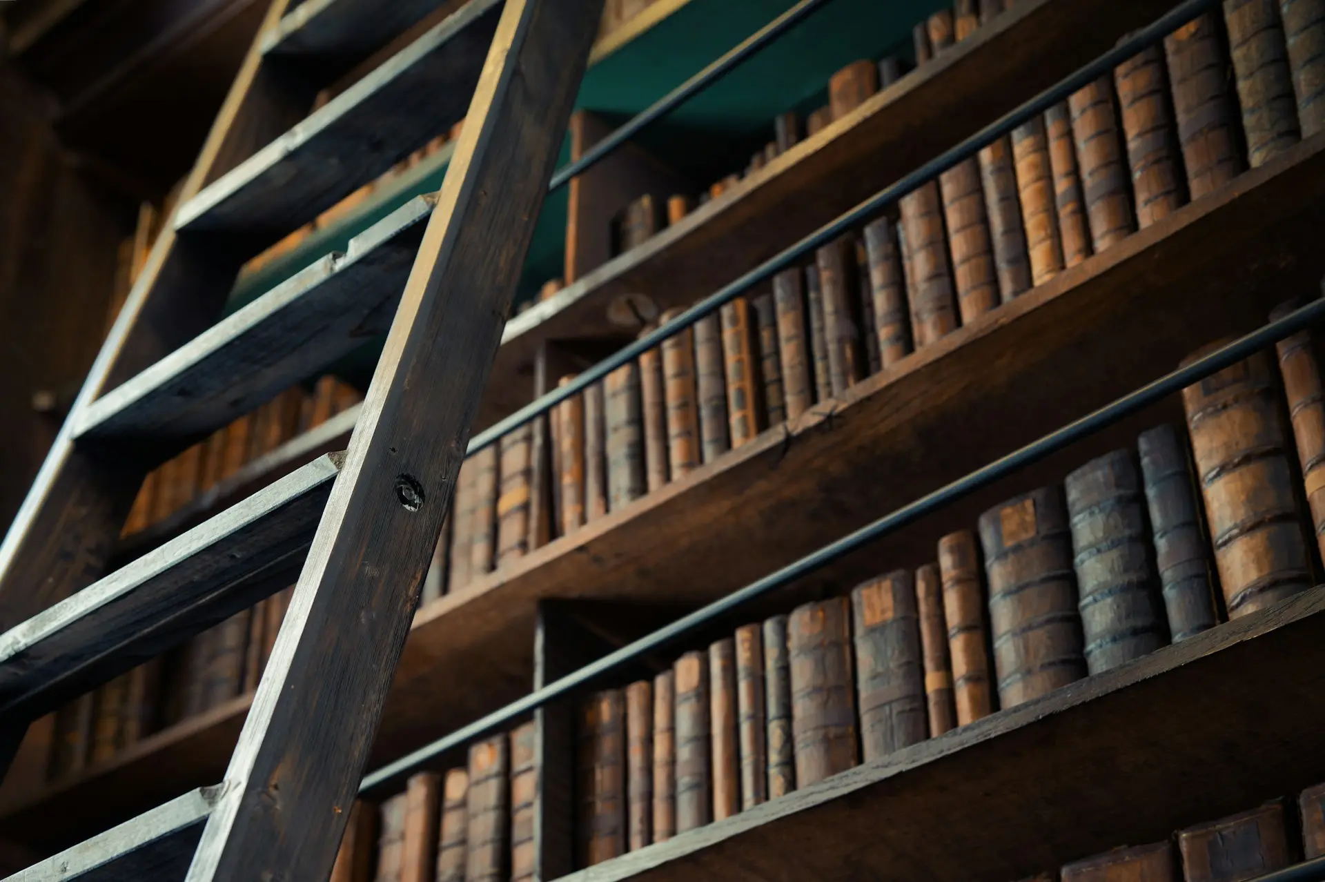 kennis delen ladder leunt tegen plank met boeken